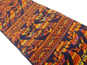 横段に花鳥模様織出し袋帯